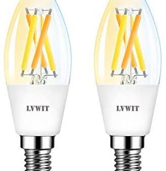 Lvwit Bombillas Inteligente LED Vela Filamento WiFi Regulable 4.5W 470 LM, Lámpara E14 Bombilla Funciona con Alexa, Google Home Assistant y App Smart Life Tuya, C35 Equivalente a 40W, 2 Pcs. Reacondicionado Online